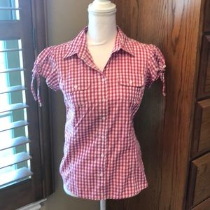 Tommy Hilfiger short sleeved checkered blouse sz S